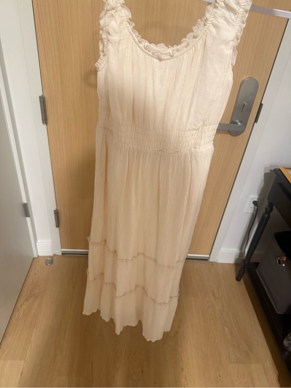 Lucky Brand Cream Tiered Ruffled Maxi Dress